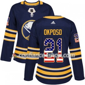Adidas Maillot de Hockey Buffalo Sabres Kyle Okposo 21 2017-2018 Bleu Marine USA Flag Fashion Authentic - Femme
